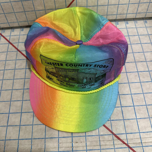 Vintage Otto 90s Rainbow Fluorescent Retro Snapback Rope Adjustable Hat Cap TV - Picture 2 of 10